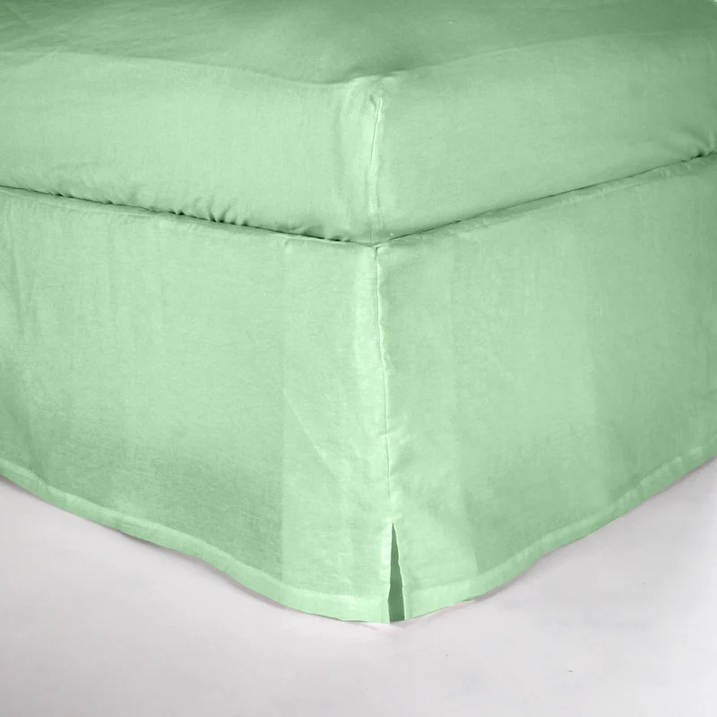 Cubre-sommier con esquinas cerradas de lino lavado verde menta
