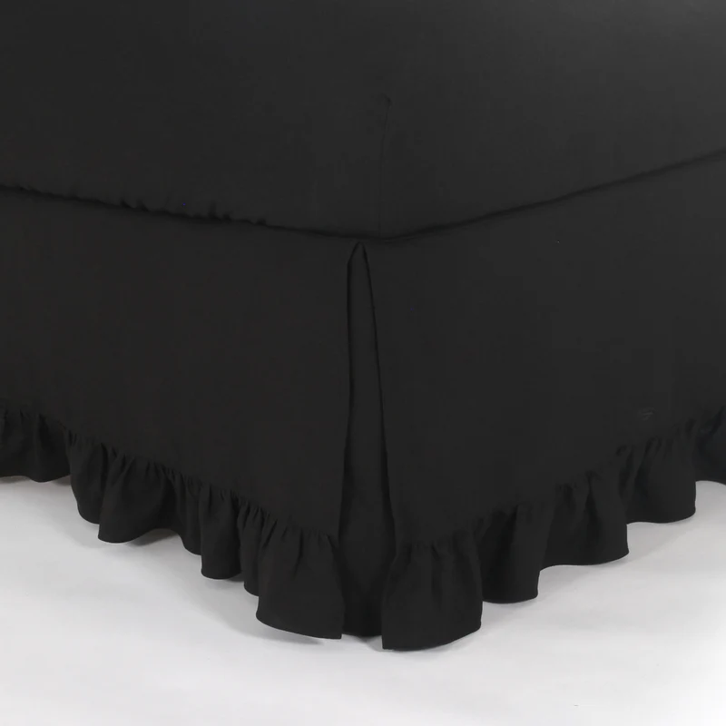 Cubre-sommier con volantes de lino tinta negra