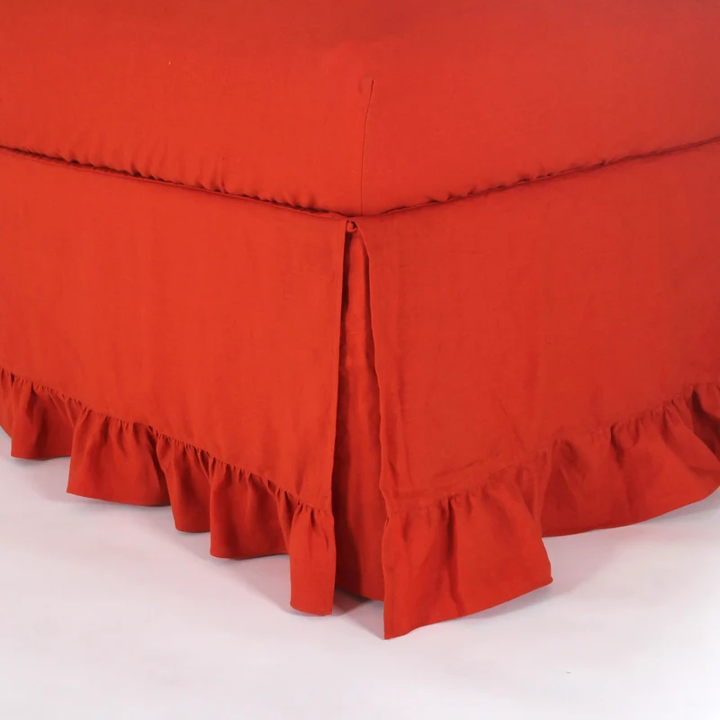 Cubre-sommier con volantes de lino coral