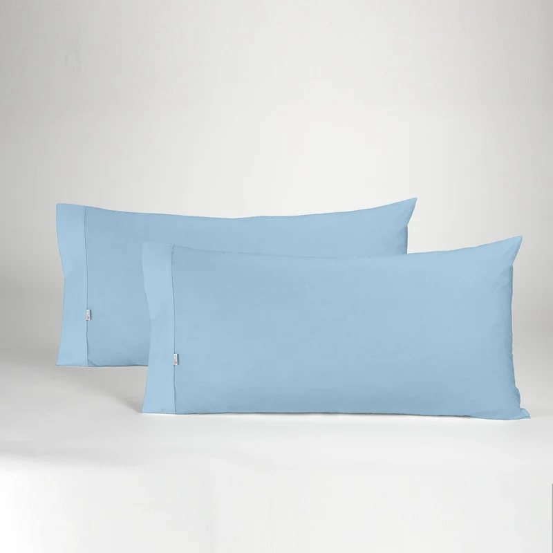 Funda de almohada algodón azul celeste