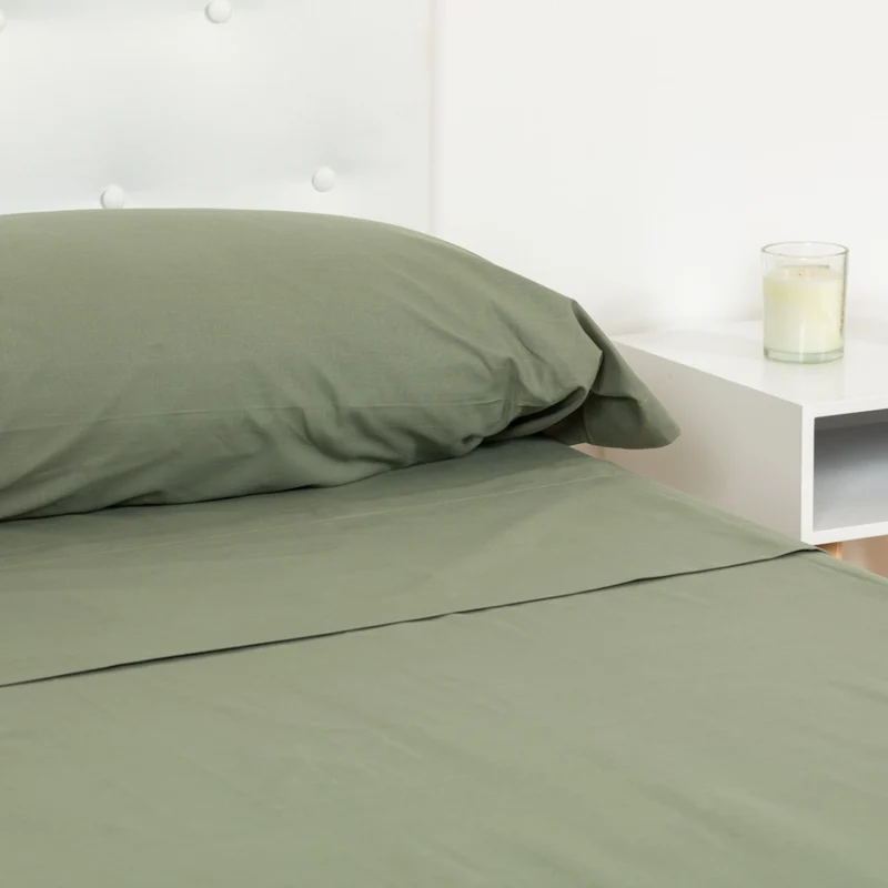 Juego sábanas algodón percal verde cacería (180 hilos)