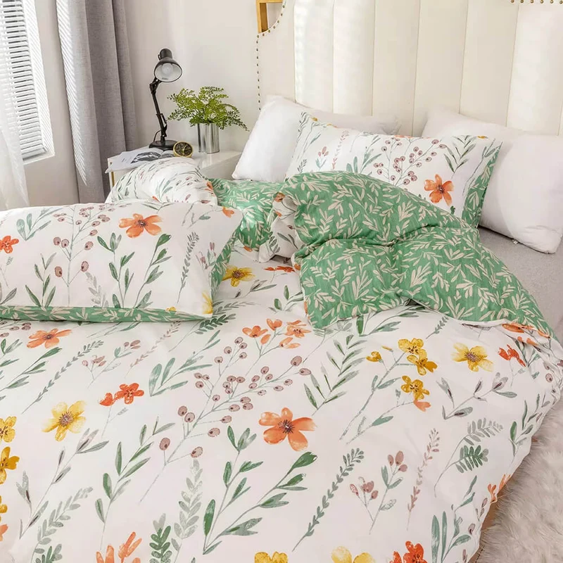 Funda de almohada con flores, reversible.