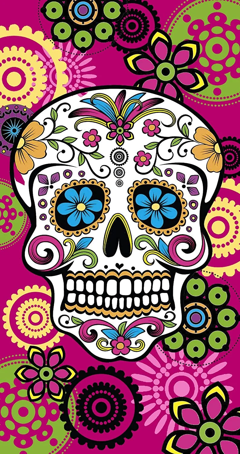 Toalla de Playa Calavera Rosa Microfibra 75x145cm