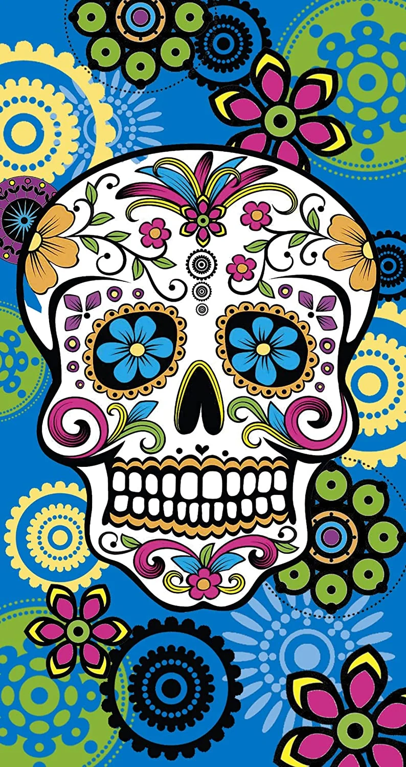 Toalla de Playa Calavera Azul Microfibra 75x145cm