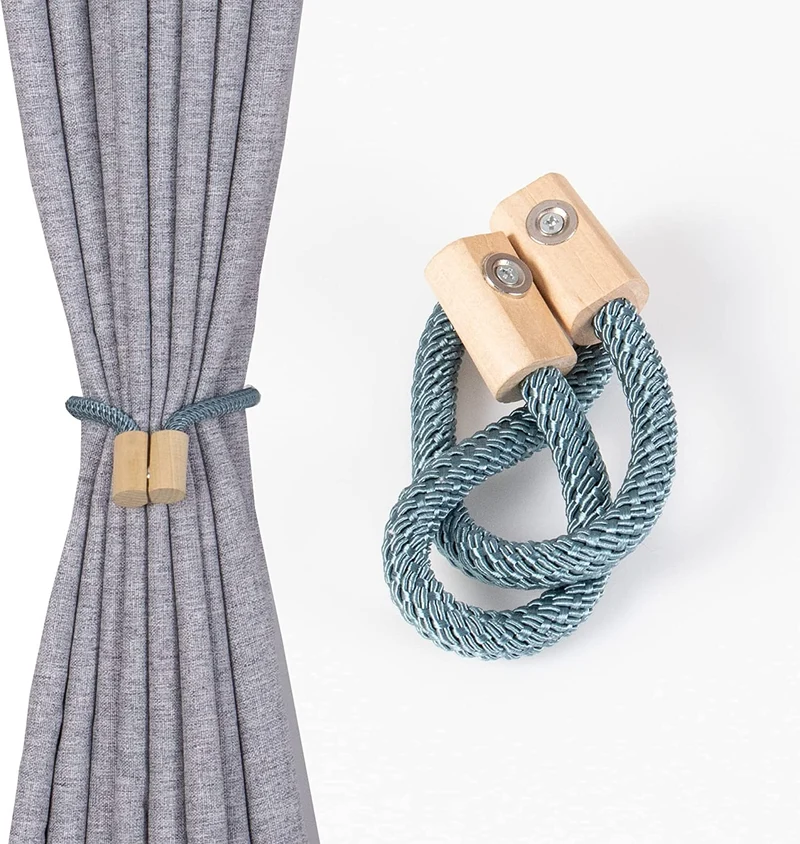 Abrazaderas Cortinas, Correas de Imán para Cortina, Hebillas Cuerda con Detalle de Madela de Gancho para la Decoración de Cortinas