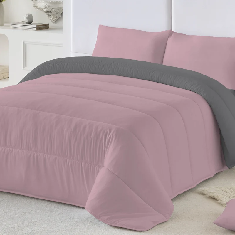 EDREDÓN NÓRDICO BICOLOR ROSA VIEJO/GRIS L.807