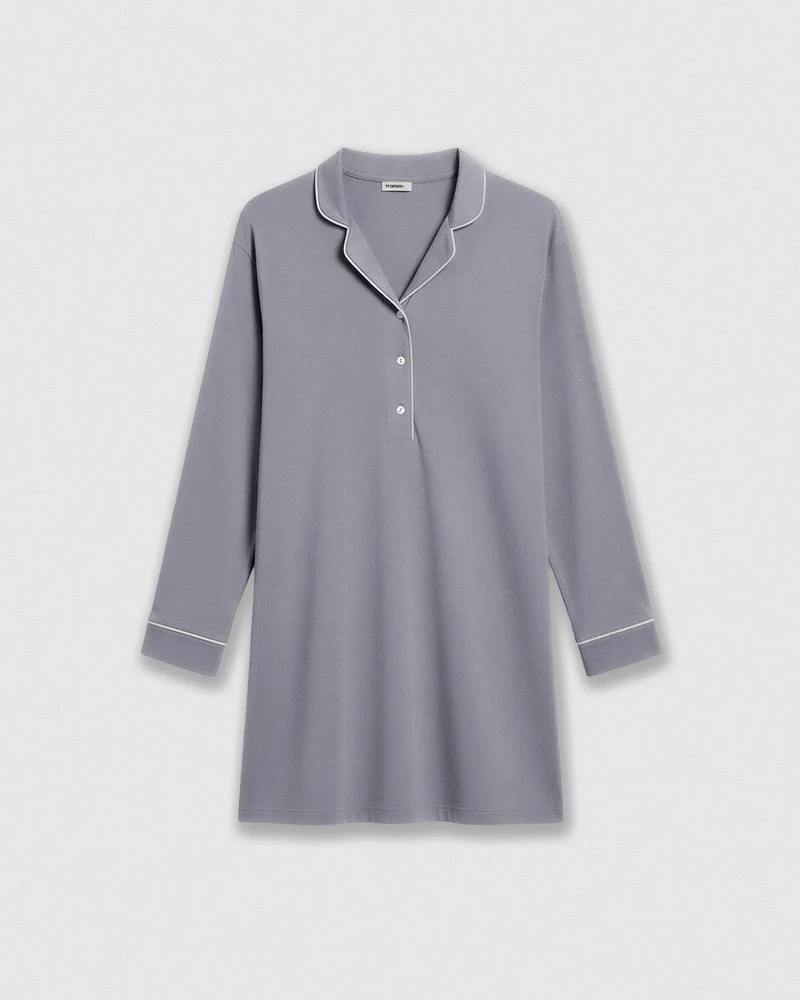 Camisón camisero viscosa punto azul índigo