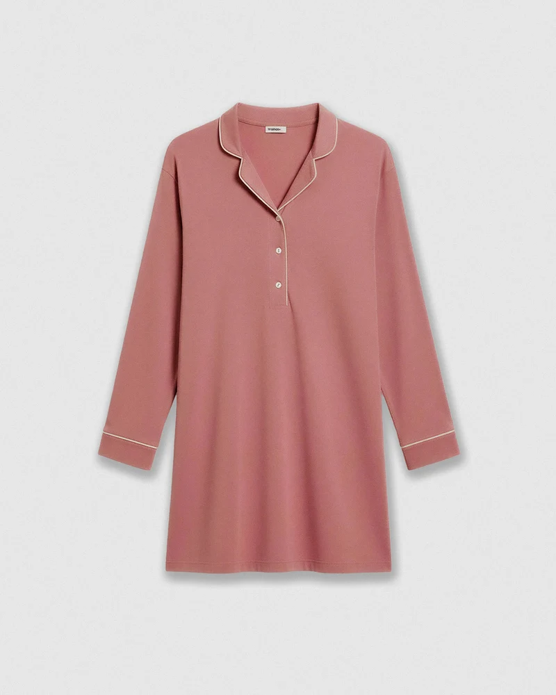 Camisón camisero viscosa punto rosa malva