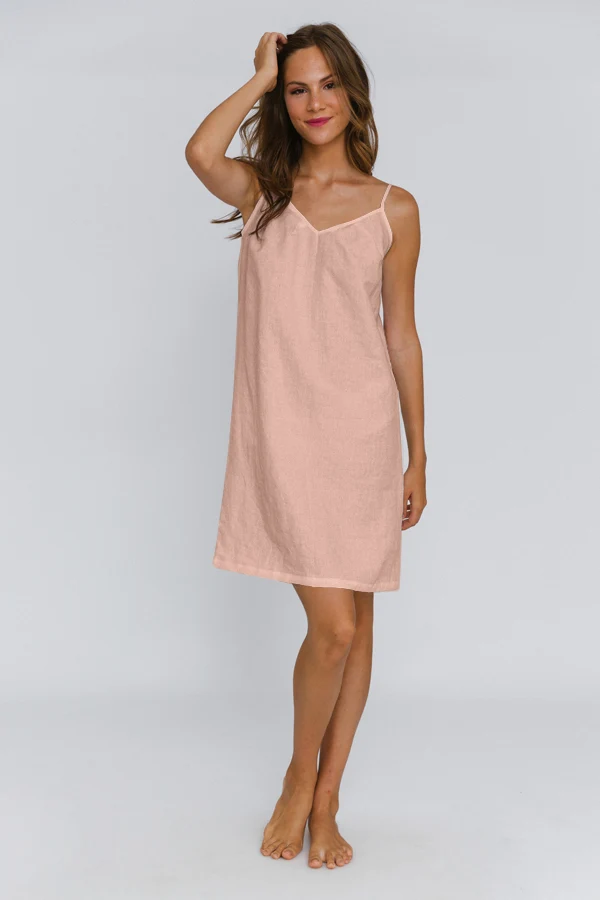 Camisón de lino rosa – Iza