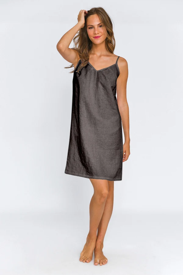 Camisón de lino gris plomo – Iza