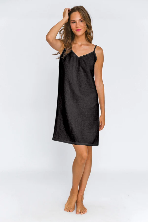 Camisón de lino tinta negra – Iza