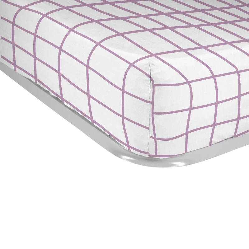 Sábana bajera estampada Cuadro Malva
