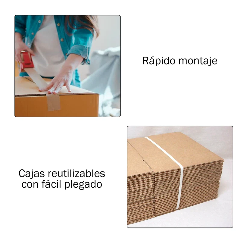 Pack 10/20 Cajas de Cartón+Precinto para Mudanzas y Almacenaje- 43x30x25CM 32Litros