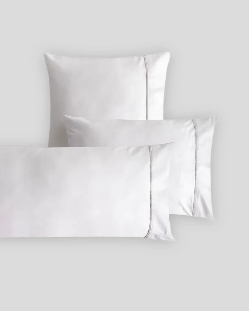 Funda de Almohada Don Algodon Satén 300 Hilos Elba Blanco-Gris