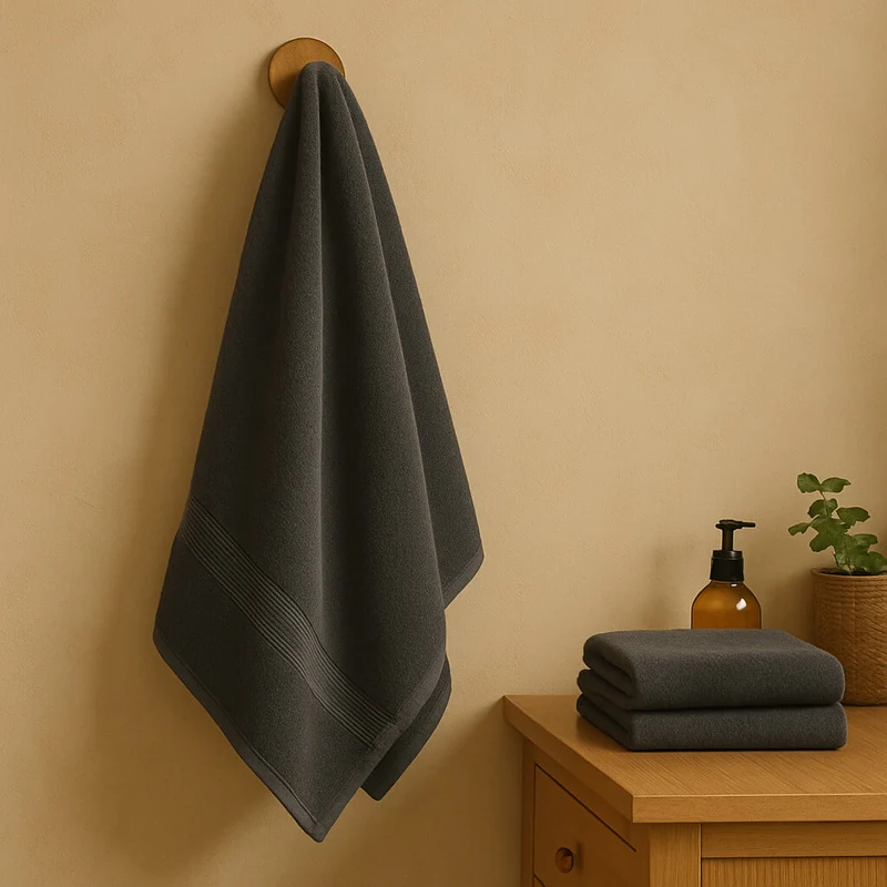 Toalla Zero Twist 100% Algodón Gris Oscuro – 600 g/m², extra suave y absorbente