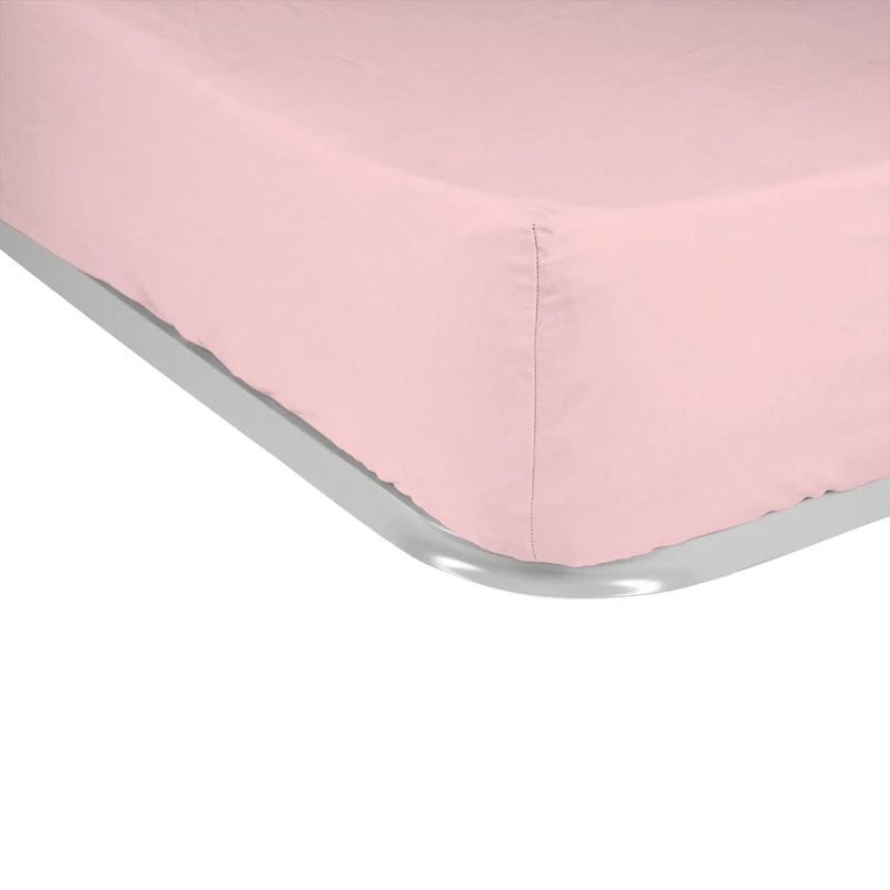 Sábana bajera infantil Algodón Percal de 200 hilos Rosa Palo