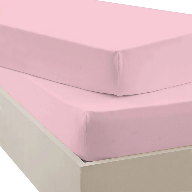 Pack Sábanas Bajeras Infantiles Algodón Percal de 200 hilos Rosa Palo