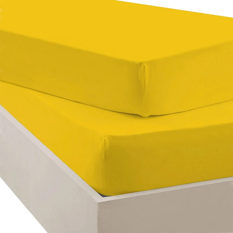 Pack Sábanas Bajeras Infantiles Algodón Percal de 200 hilos Mostaza