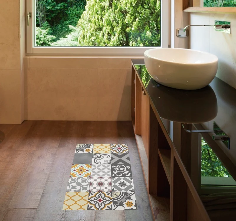 Alfombra vinílica estampada Patch Gris-Ambar