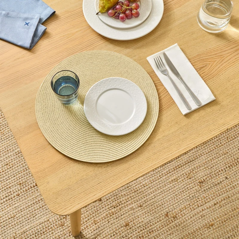 Mantel individual redondo hilo plateado Col