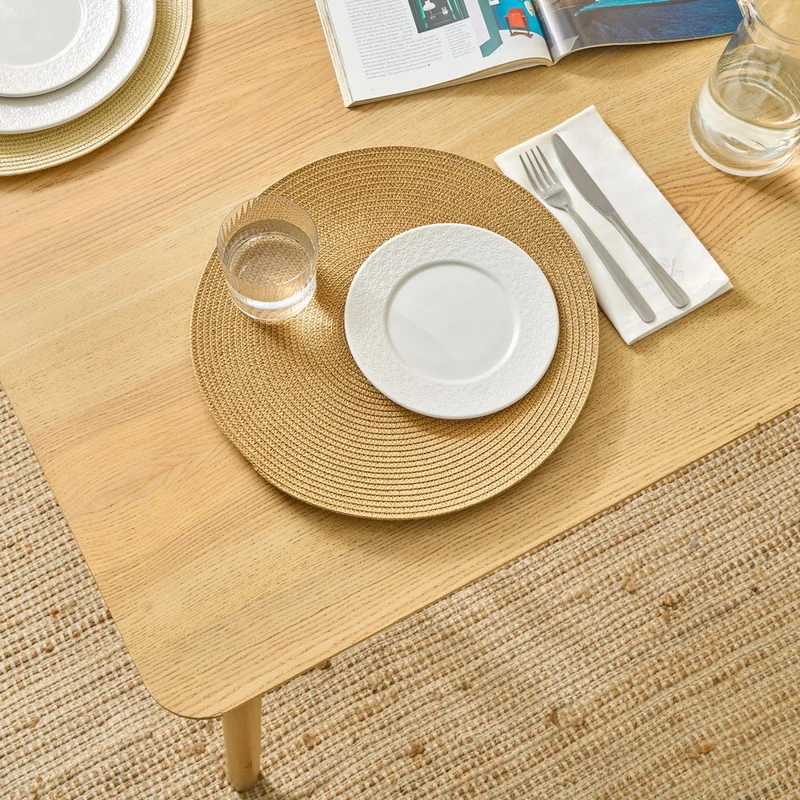 Mantel individual redondo hilo plateado Col