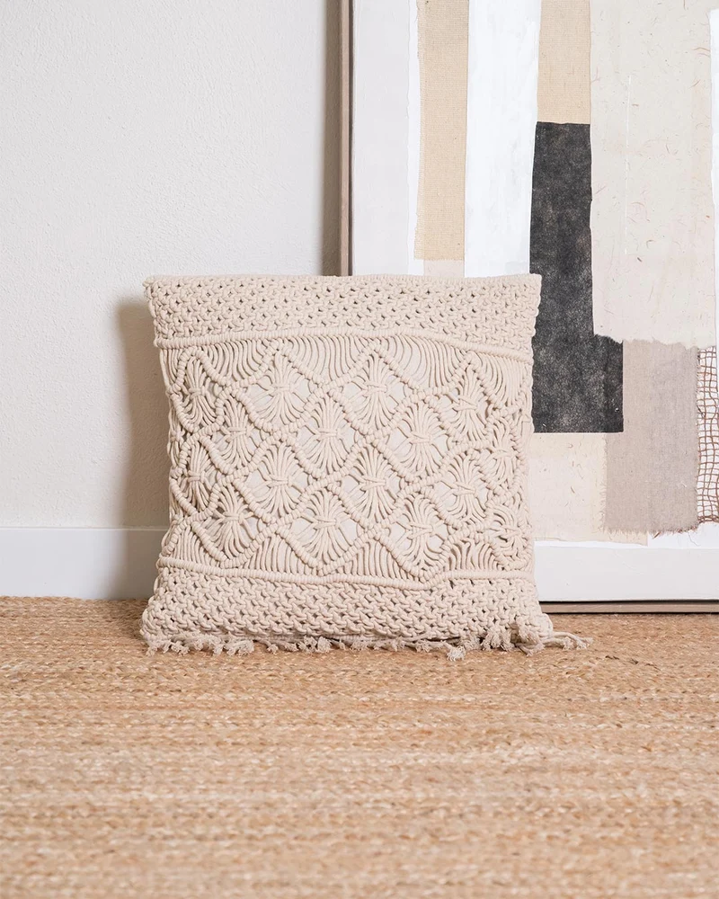 Cojín Valiartis Macramé Algodón Natural