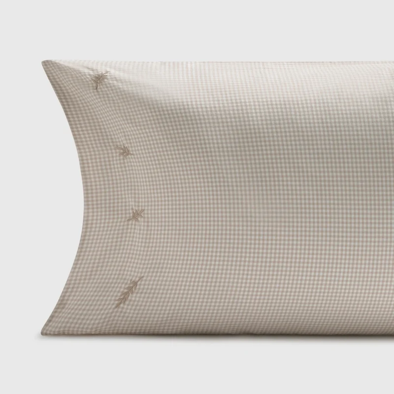 Funda de almohada algodón cuadros vichy bordado Semma