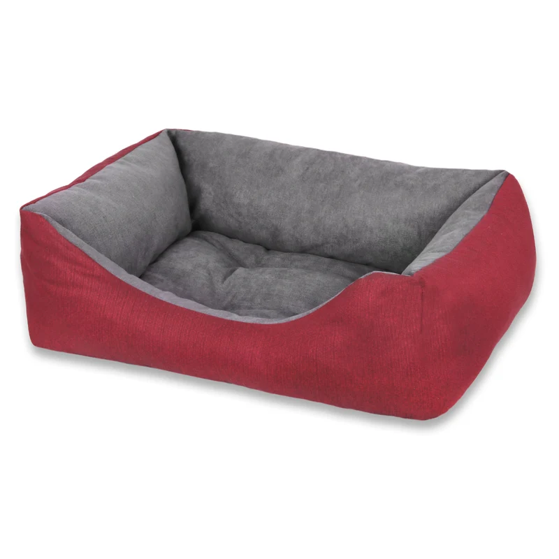 Cama para mascotas rellena de fibra - Granate - Mediana