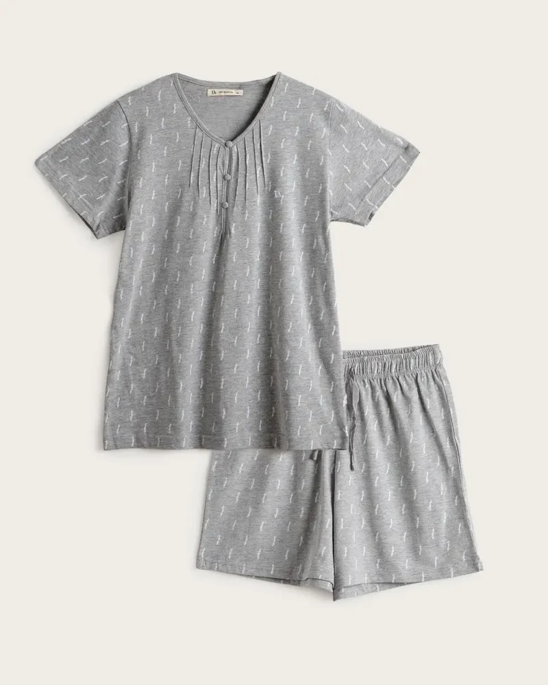 Pijama Corto Mujer Lluvia - Algodón - Gris