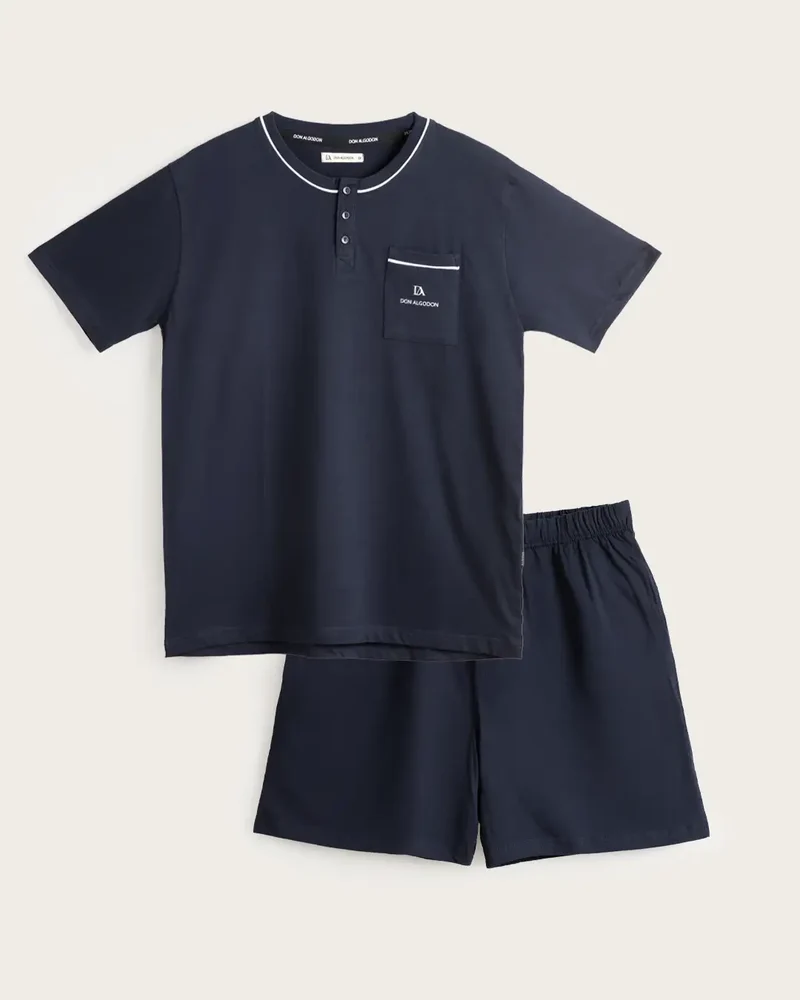 Pijama Corto Hombre Calm - Algodón - Azul Marino