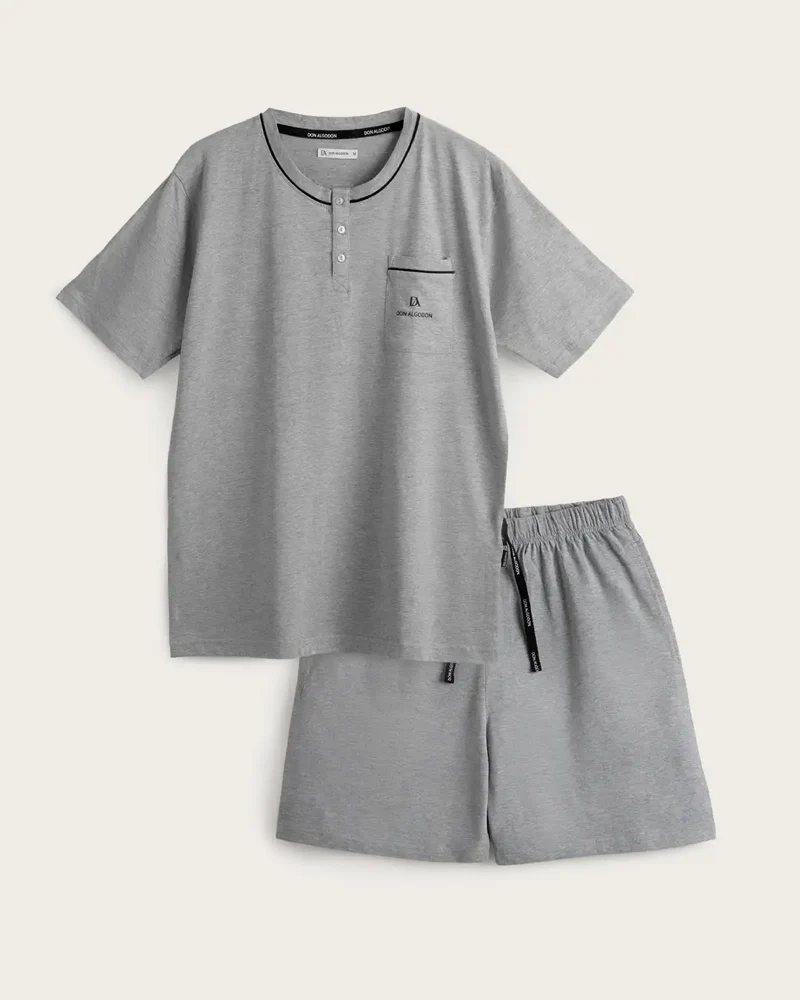 Pijama Corto Hombre Calm - Algodón - Gris