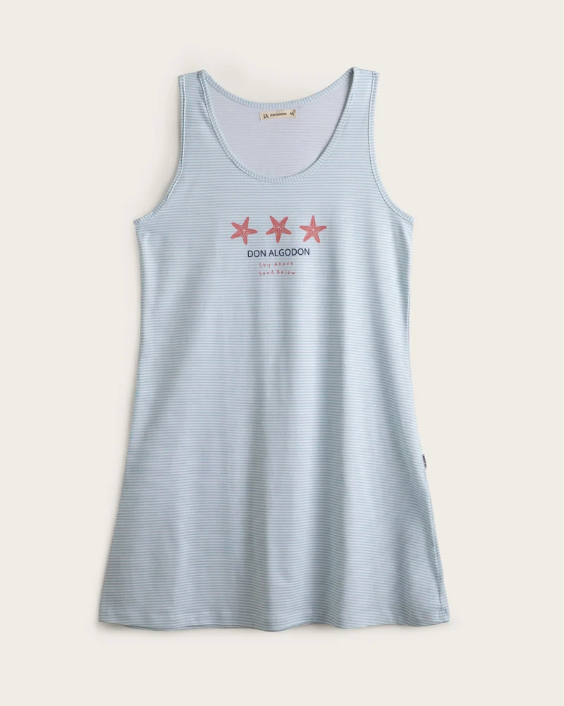 Camisón Tirantes Mujer Estrellas - Algodón - Gris