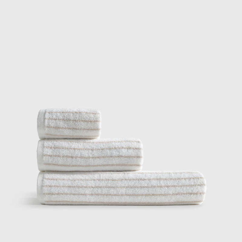 Toalla de baño algodón rayas piedra Nilora