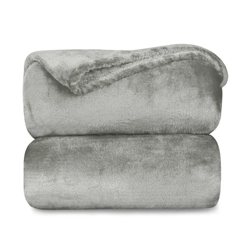 Manta Terciopelo Suave, Manta Coral- Gris Claro