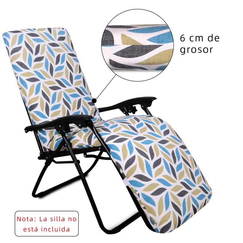 Cojín Tumbona Colchón 180x55x6cm . Ideal para Jardín, Piscina, Terraza- Forma Elíptica
