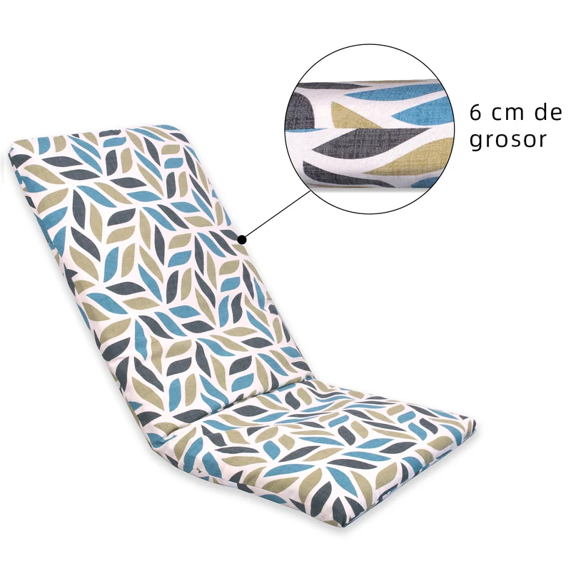Cojín Tumbona Colchón 120x55x6cm . Ideal para Jardín, Piscina, Terraza- Forma Eliptica