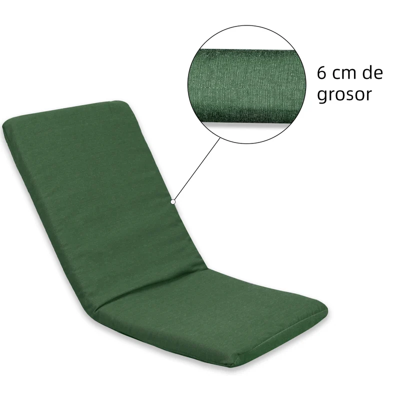 Cojín Tumbona Colchón 120x55x6cm . Ideal para Jardín, Piscina, Terraza- Verde
