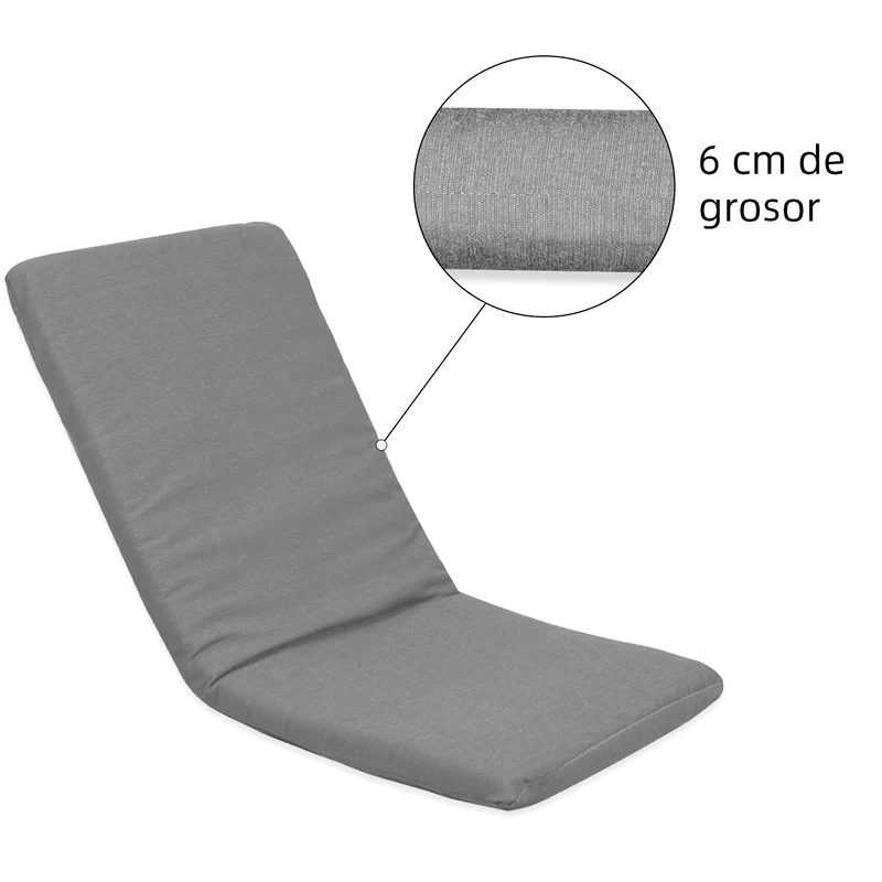 Cojín Tumbona Colchón 120x55x6cm . Ideal para Jardín, Piscina, Terraza- Gris