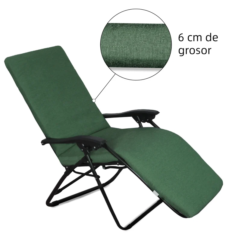 Cojín Tumbona Colchón 180x55x6cm . Ideal para Jardín, Piscina, Terraza- Verde