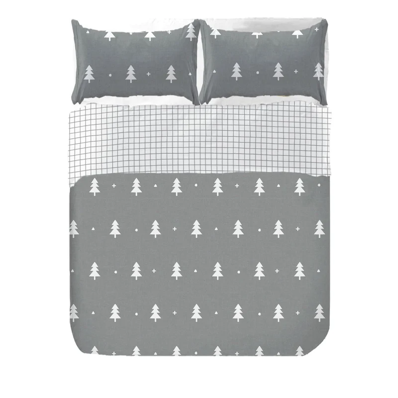 Juego Funda nórdica Reversible Abetos Gris