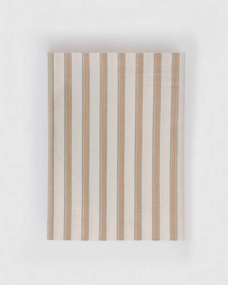 Juego de sábanas de algodón raya sit beige/verde