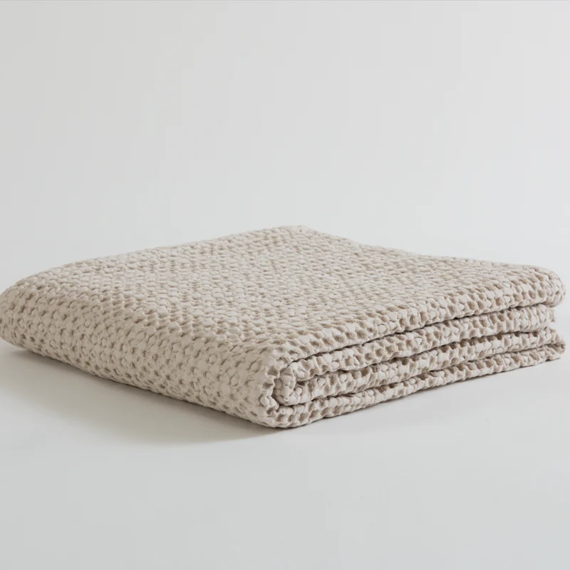 Manta efecto Miniwaffle 140x200 | COZY | Beige