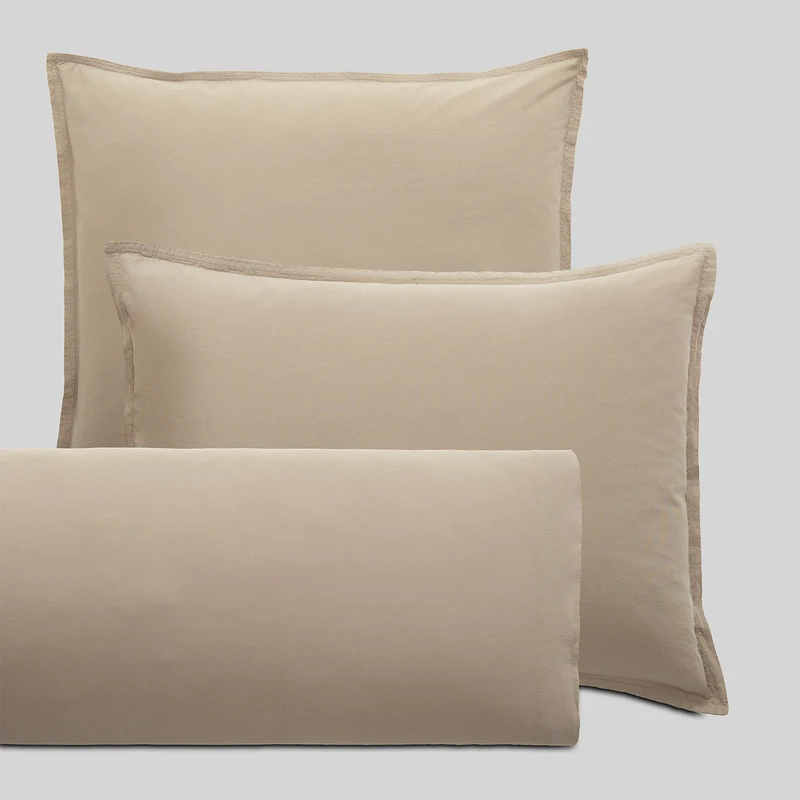 Funda de Almohada Algodón 43x185 Beige Oscuro | STON | Stonewash