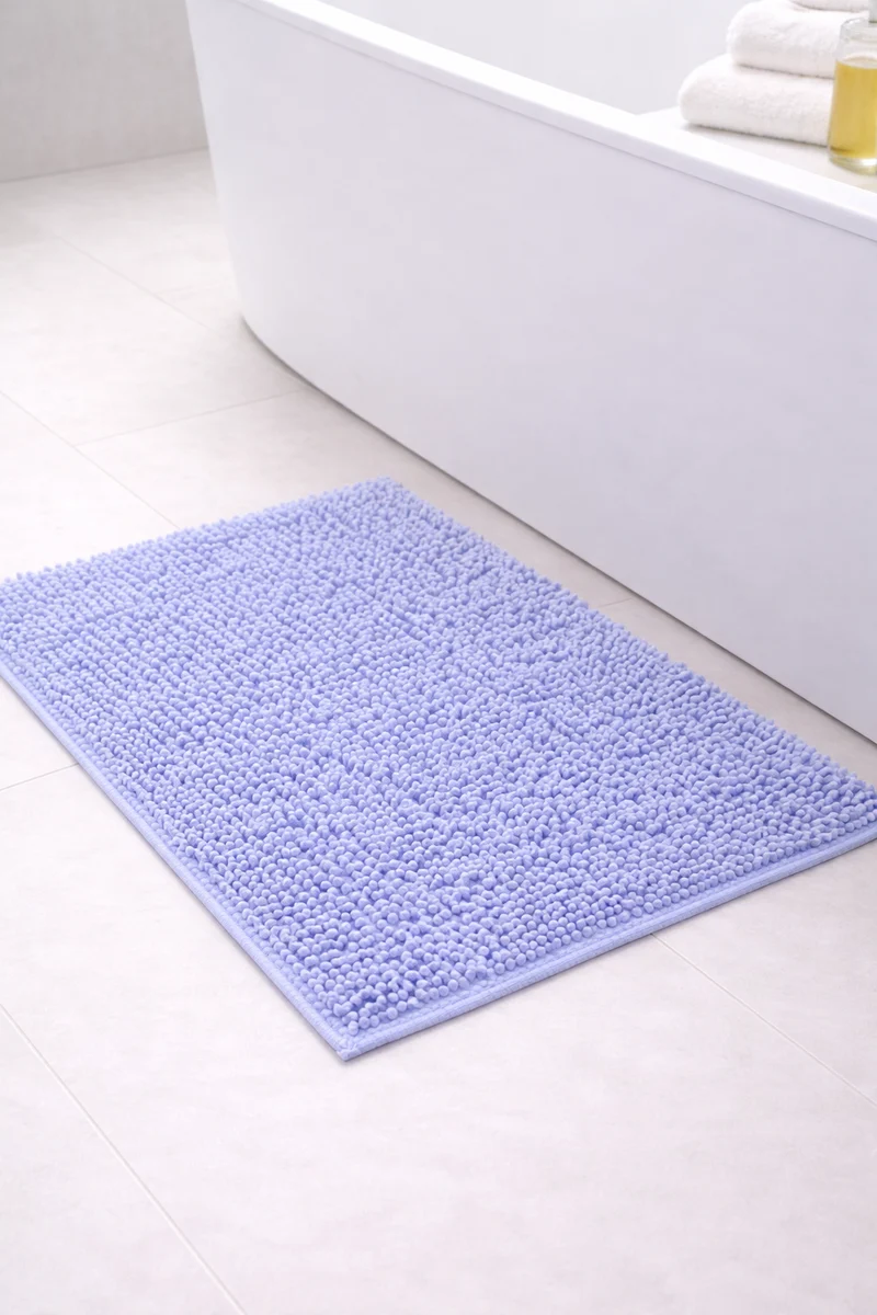 Alfombra Baño Shagy Lisa Celeste