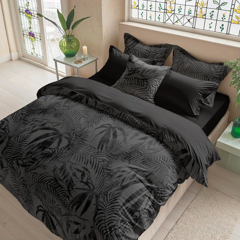 Funda Nórdica Estampada Palm Anthracite 200 Hilos