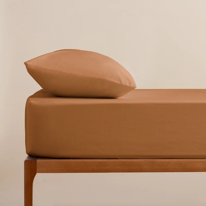 Sábana Bajera Ajustable Lisa Ochre Algodón 200 Hilos