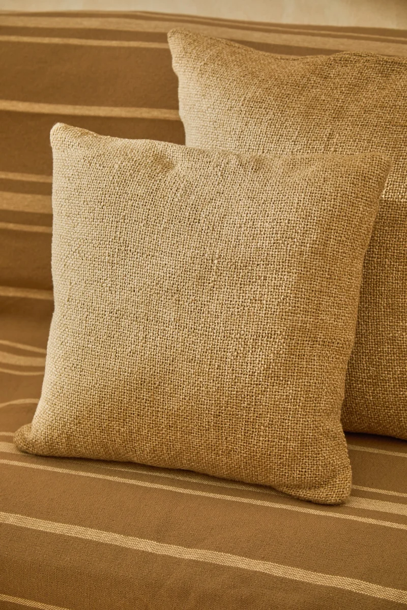 Funda de cojín cuadrada de punto de algodón beige Corts