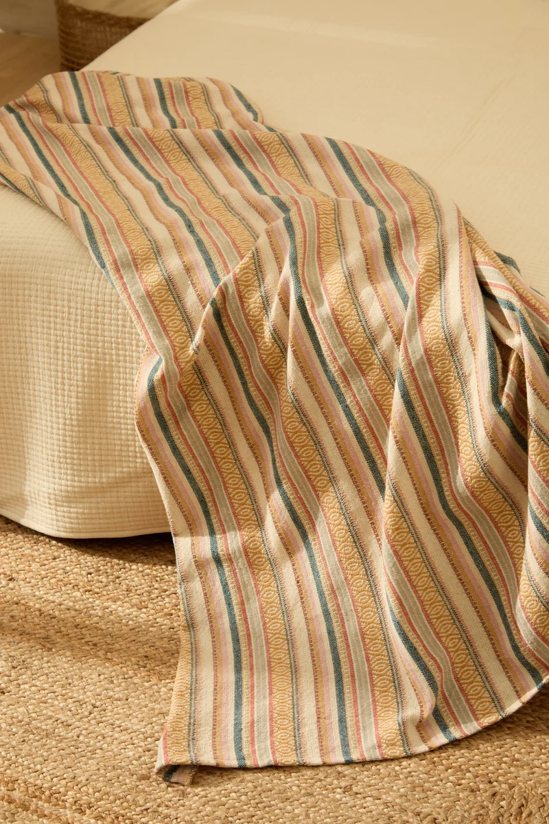 Plaid de algodón jacquard mostaza Vedra