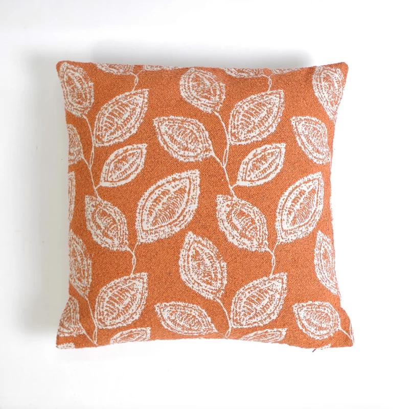 Funda de cojín texturado 801 hoja naranja