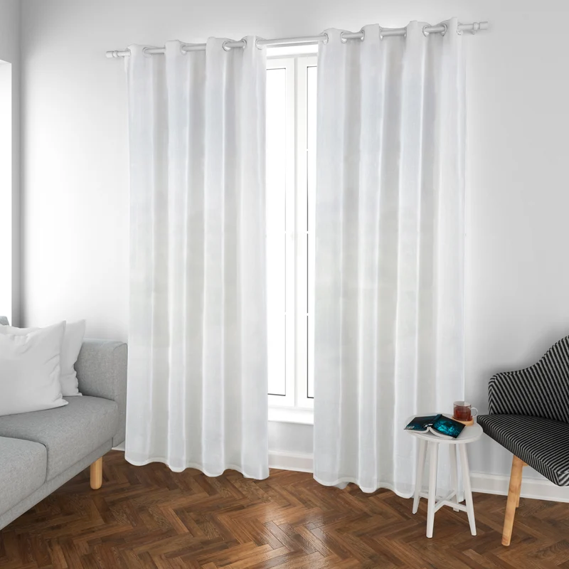 Cortinas de Salón Translúcidas, Lino, Modernas- Blanco